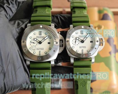 Perfect Replica Panerai Submersible White Dial Green Rubber Strap 47MM Men Watch